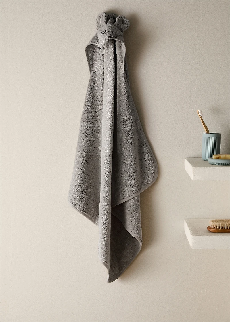 Children's bath cape with mouse hood detail