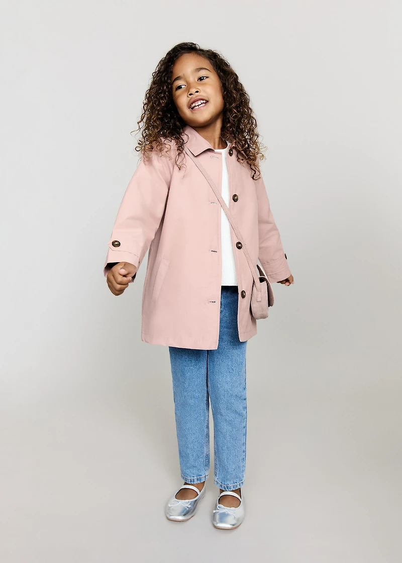 Cotton button-down trench coat