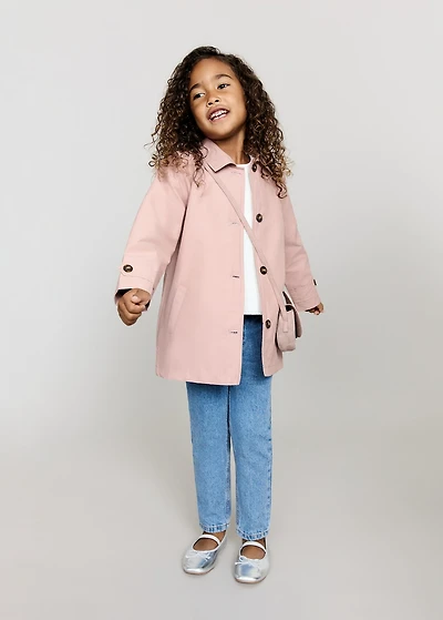 Cotton button-down trench coat