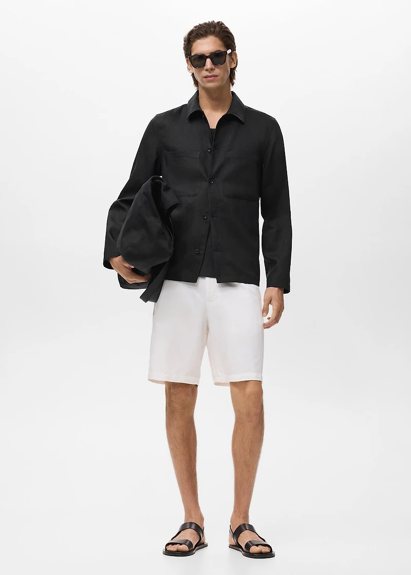 Linen-blend jacket with pockets