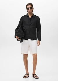 Linen-blend jacket with pockets