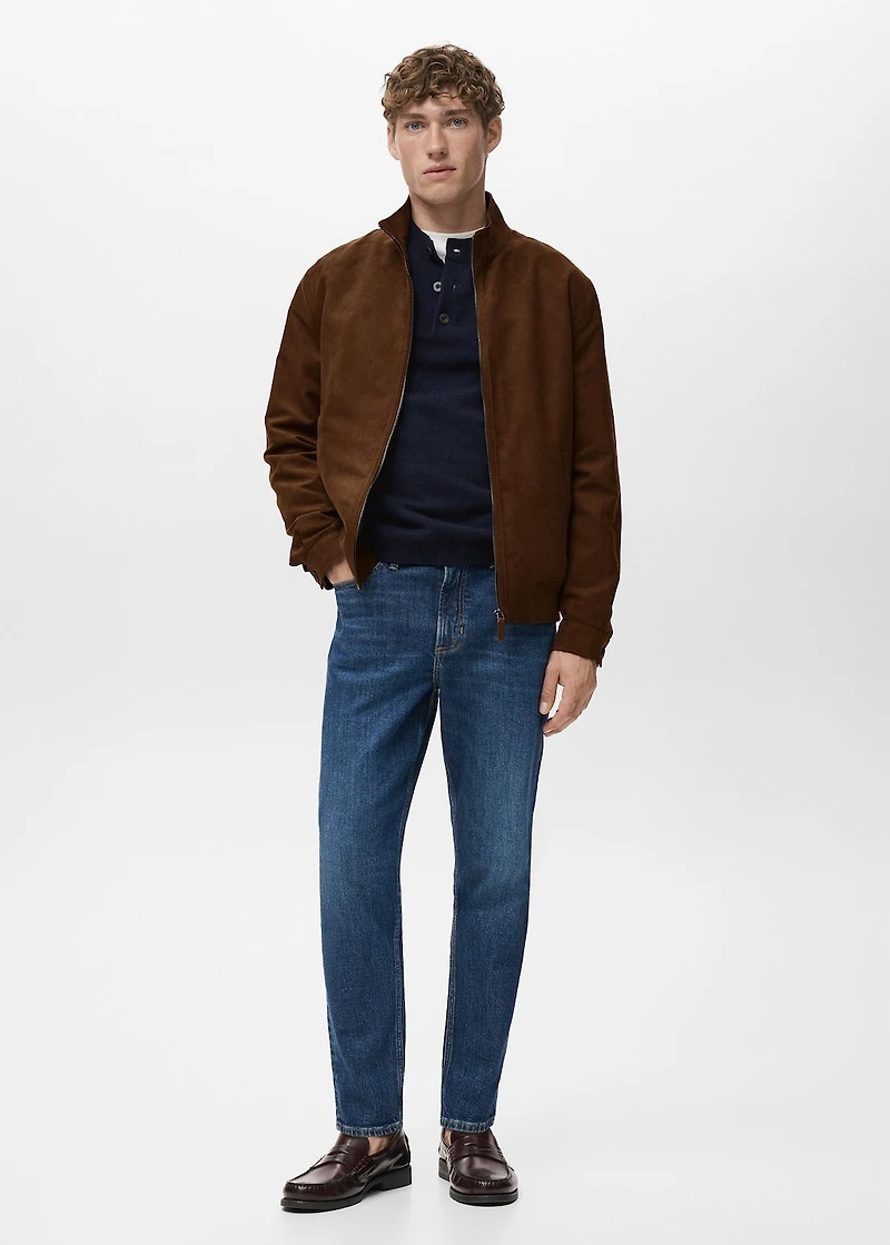 Suede faux-leather jacket