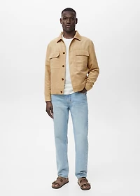 Faux suede leather overshirt