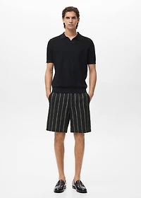 Striped linen-blend Bermuda shorts