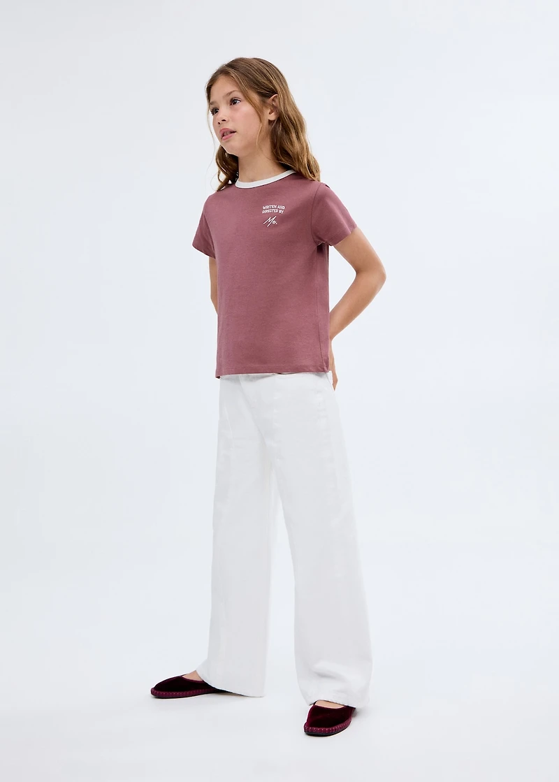 T-shirt with embroidered contrasting collar