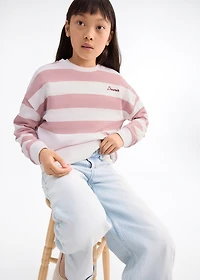 Striped sweatshirt with embroidered detail