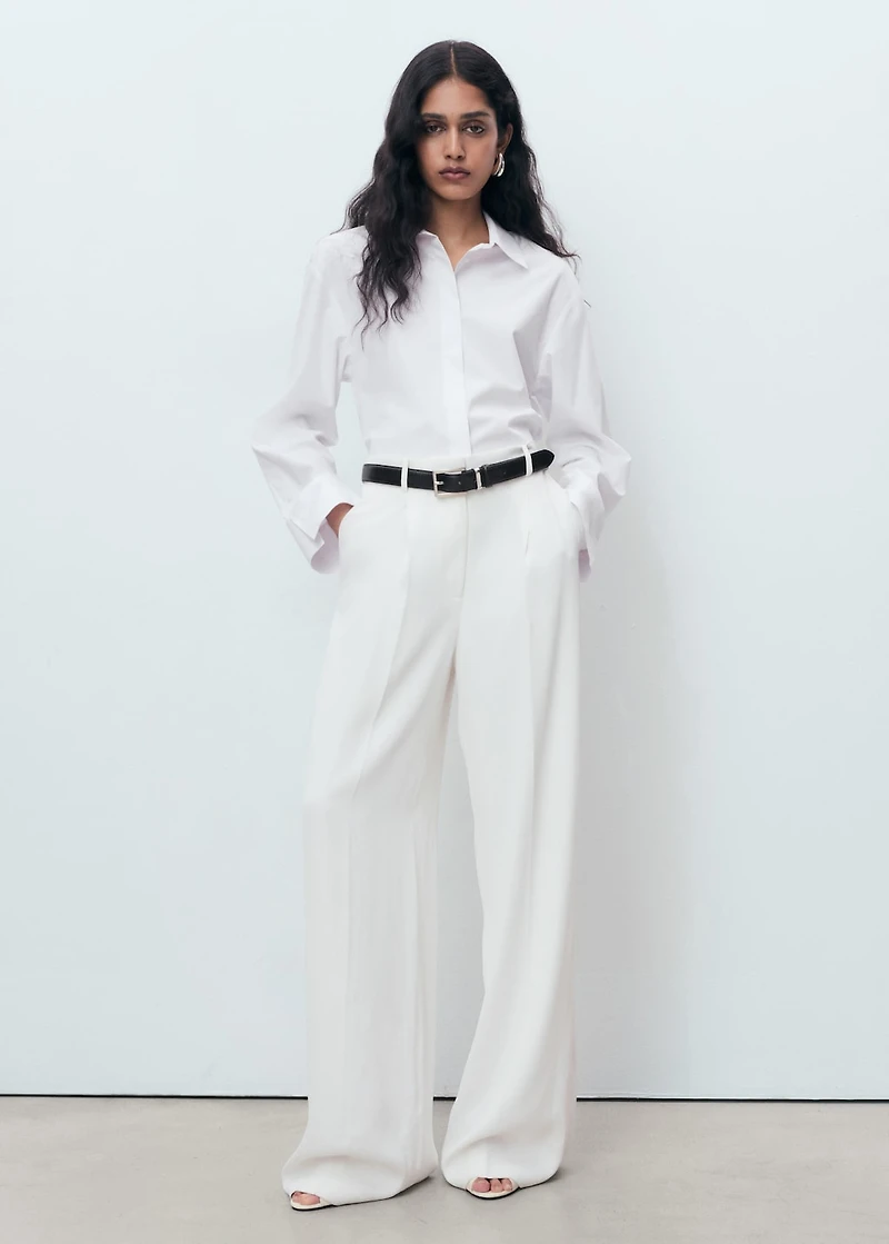 Cropped poplin shirt