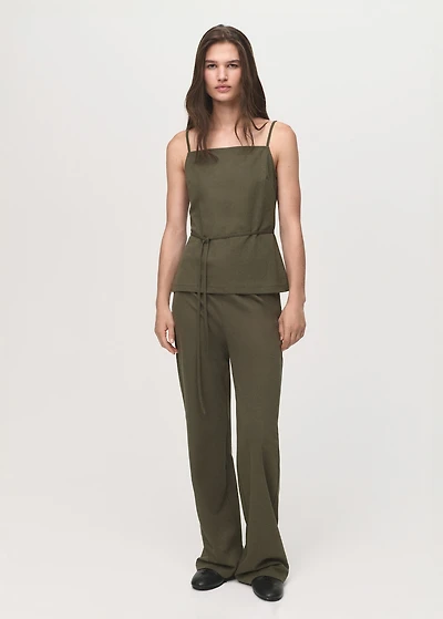 Straight-fit pants with elastic waist