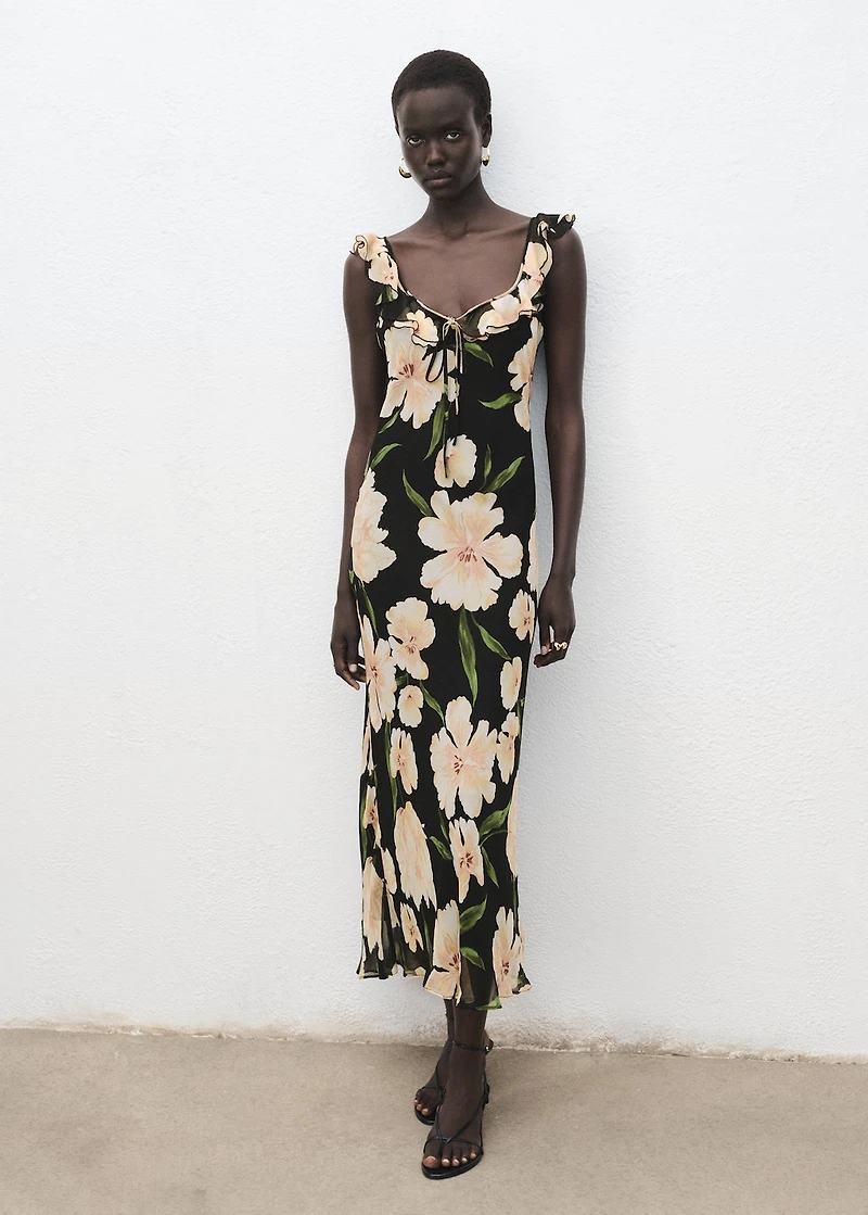 Floral-print dress with ruffle detail