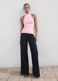 Halter-neck knitted top