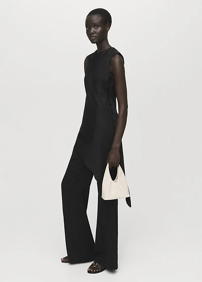 Asymmetrical satin top