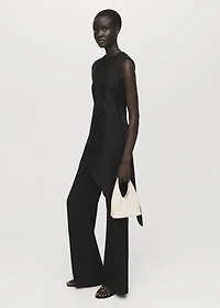 Asymmetrical satin top