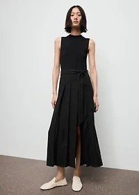 Combined woven dress with belt