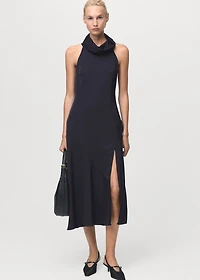 Draped neck dress with opening