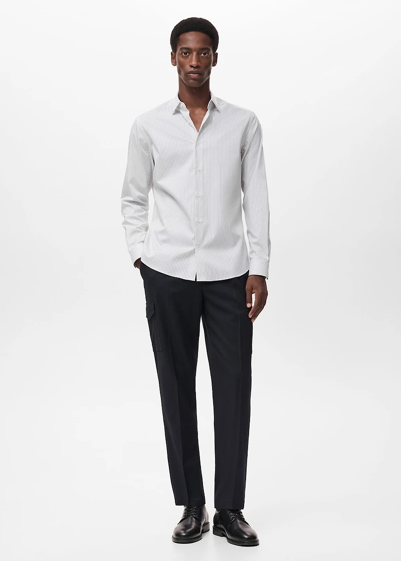 Regular-fit non-iron cotton striped shirt