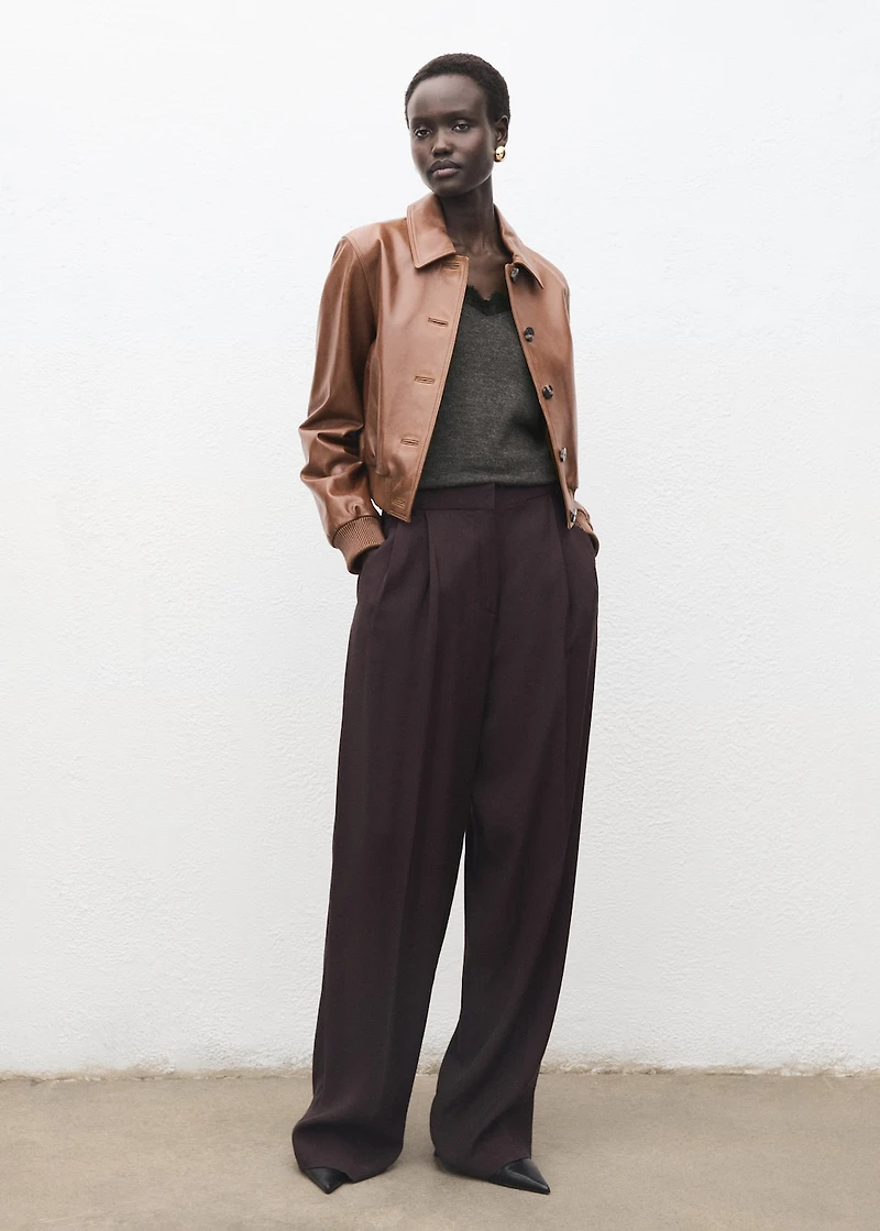 Lace-trimmed scoop-neck top