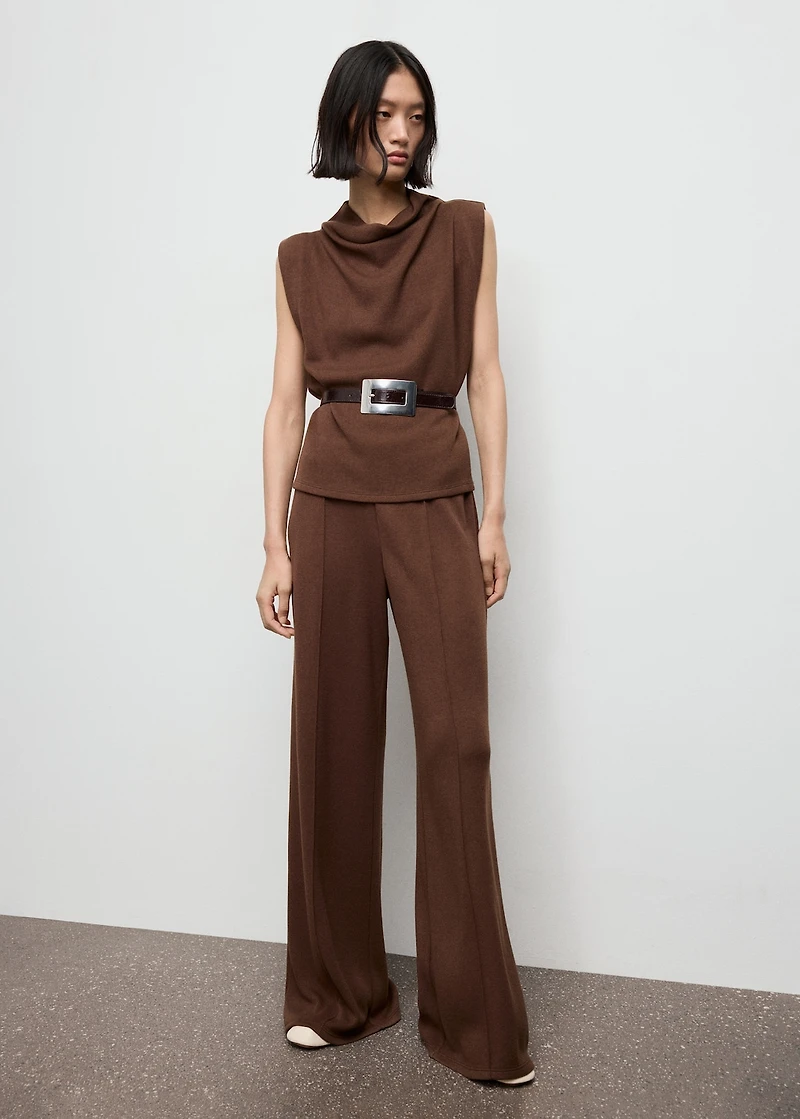 Seam-detail straight-fit pants