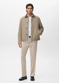 Quilted jacket with corduroy collar