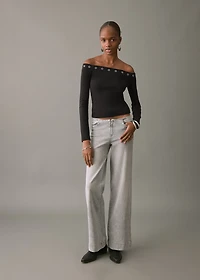 Boat-neck t-shirt with studs