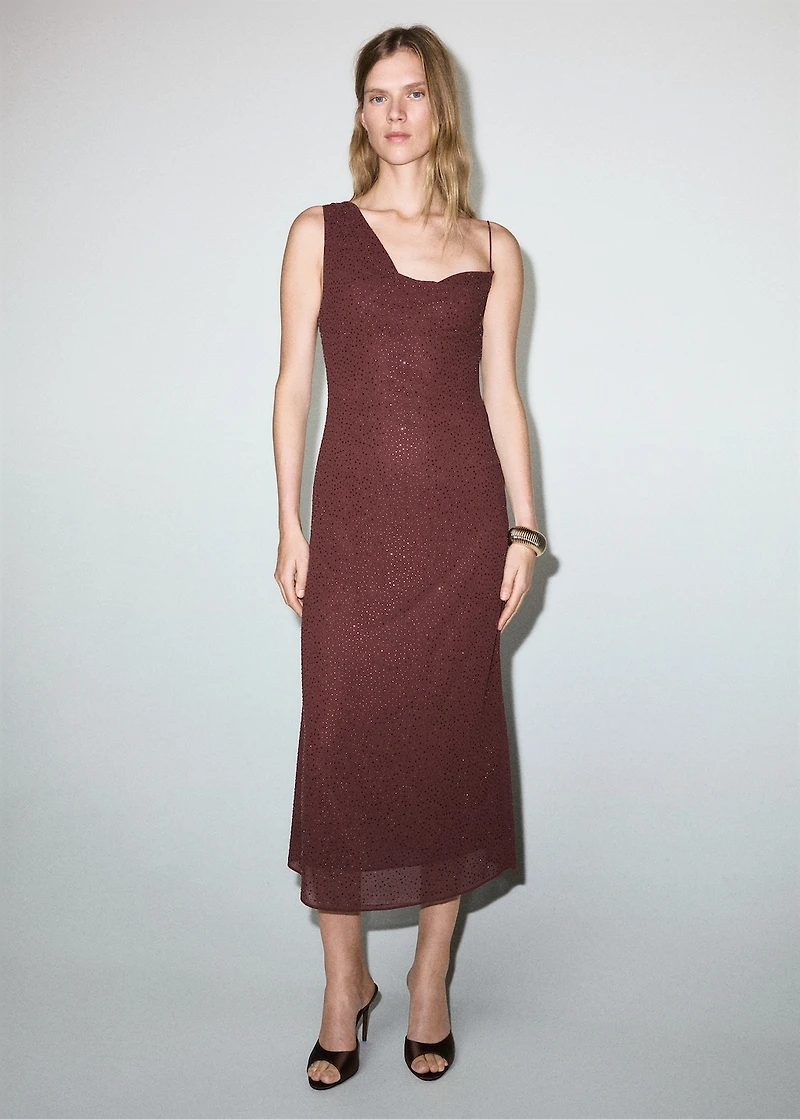 Asymmetrical rhinestone dress