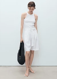 Belt linen-blend Bermuda shorts