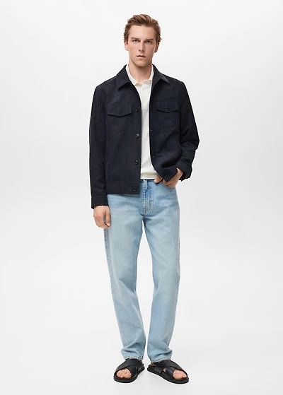 Faux suede leather overshirt