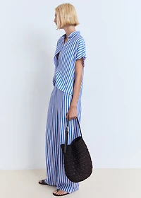 Stripe-print straight pants
