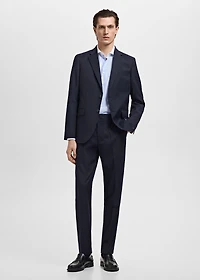 Striped-print slim-fit suit shirt