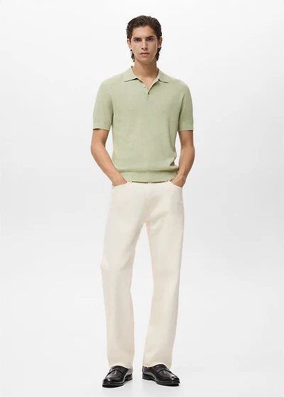 Ribbed knit polo shirt