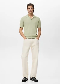 Ribbed knit polo shirt