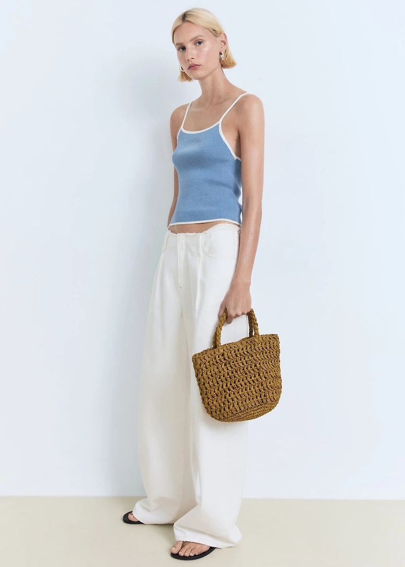 Knitted top with contrasting trim