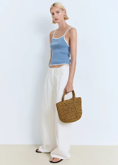 Knitted top with contrasting trim