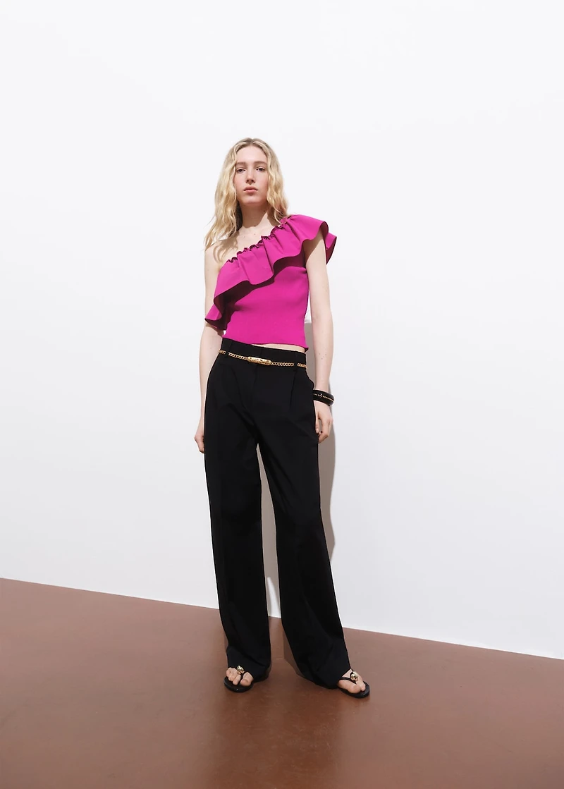 Asymmetrical top combined fabric