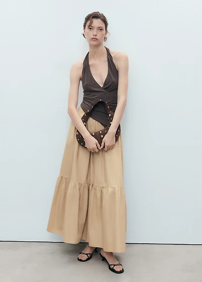 Long cotton A-line skirt