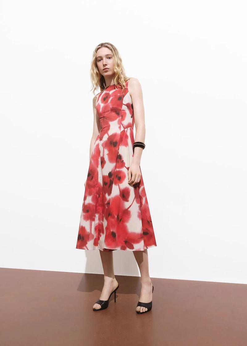 Floral-print flared dress
