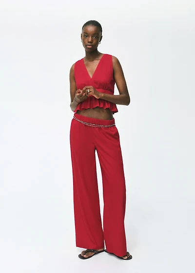 Linen pants with elastic waistband