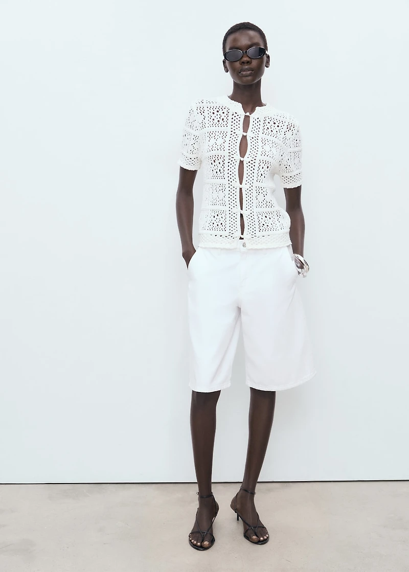 Short-sleeved crochet cardigan