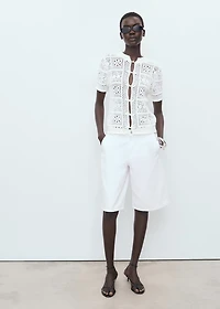 Short-sleeved crochet cardigan