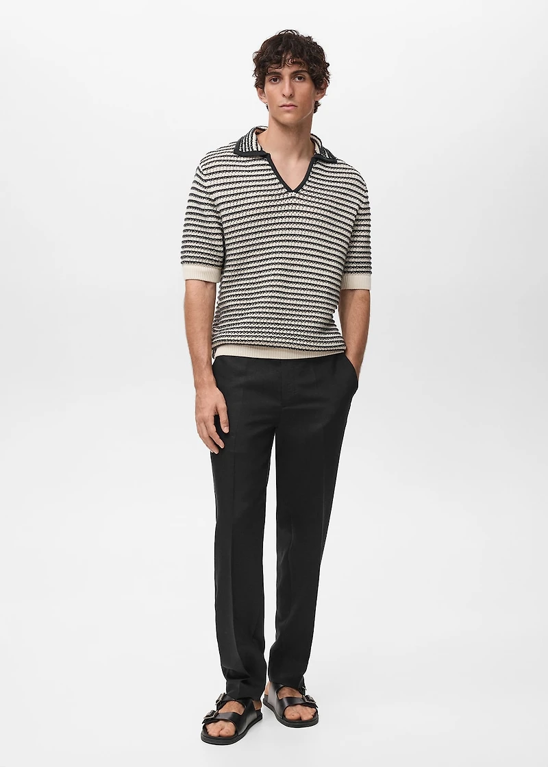 100% cotton polo shirt with striped structure