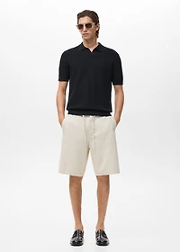 Linen-blend bermuda shorts with drawstring