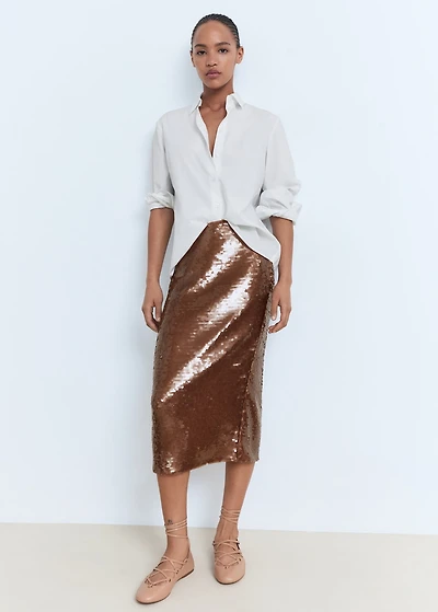 Sequinned midi-skirt