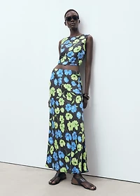 Floral-print long skirt