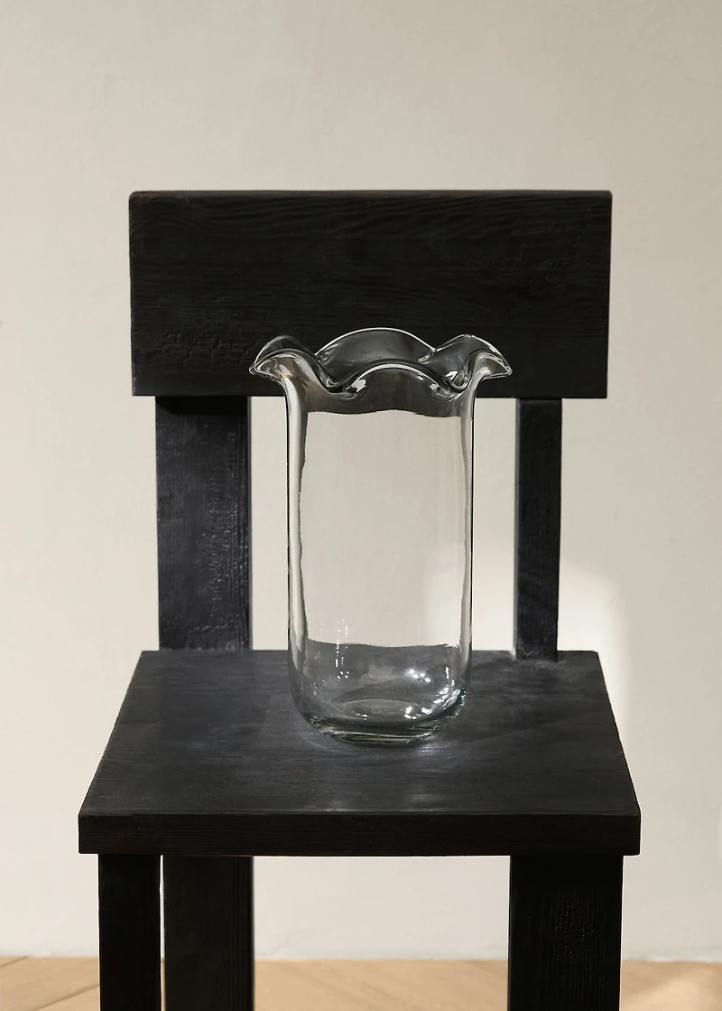 Recycled glass vase with waves