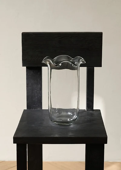 Recycled glass vase with waves