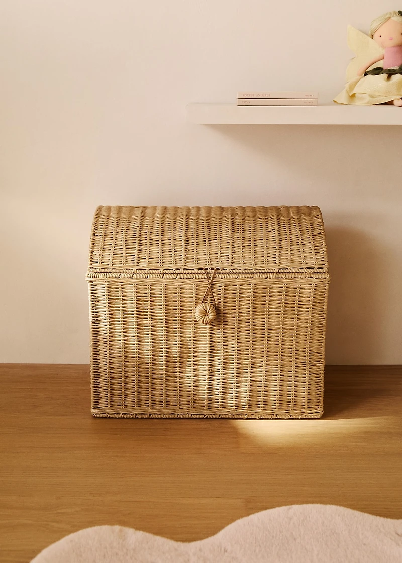 Large rattan trunk basket