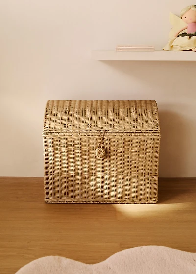 Large rattan trunk basket