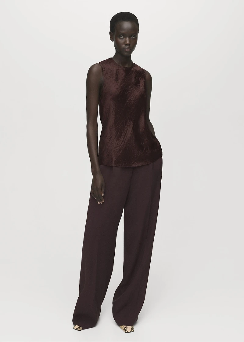 Wrinkled-effect satin blouse