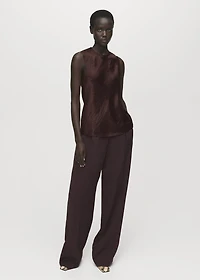 Wrinkled-effect satin blouse