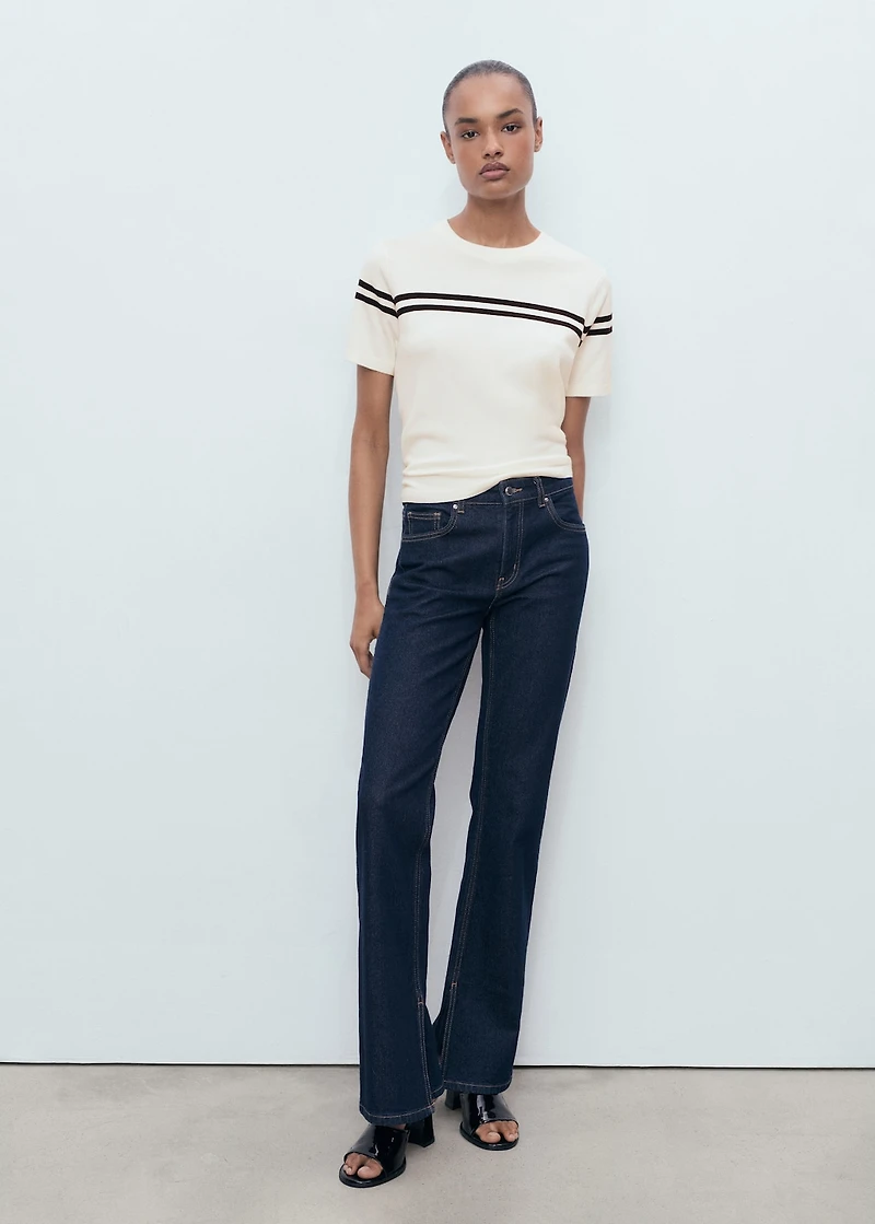 Striped short-sleeved sweater