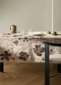 Cotton linen floral-print tablecloth for 6 to 8 diners
